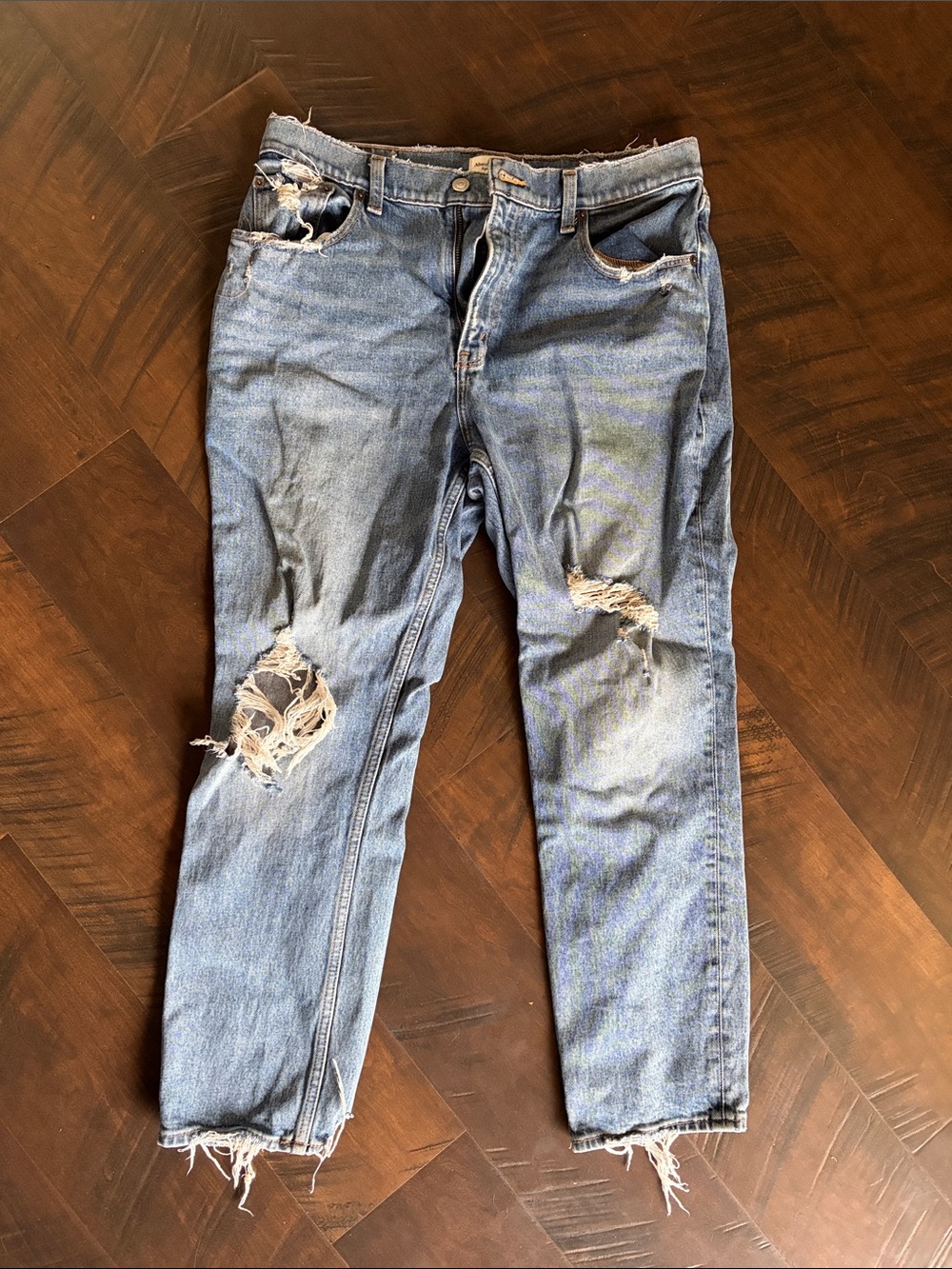 Abercrombie & Fitch Light Blue Distressed High-Rise Jeans